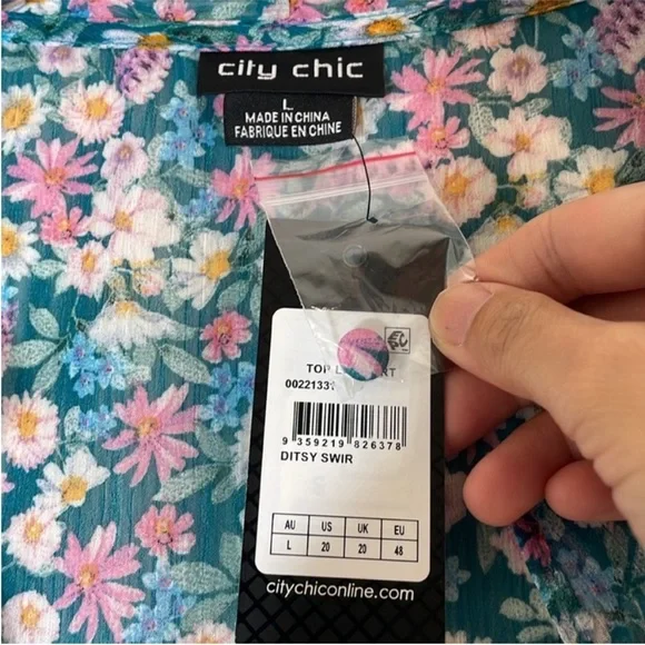 CITY CHIC Lidia Ruffle Disty Swirl Print Top. 20. NWT. - Picture 3 of 15